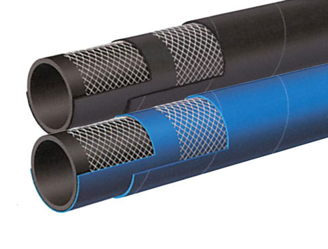 What are the main raw materials used in the material conveying hose?