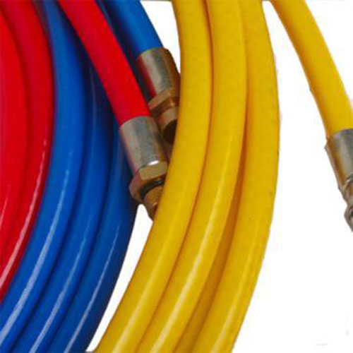 Ultra high pressure cleaning hose with nylon inner layer and four layers of steel wire winding, work